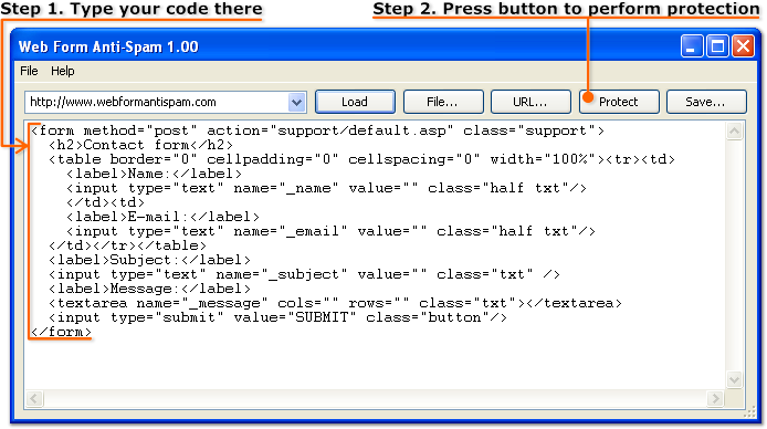 Typing and protecting HTML code