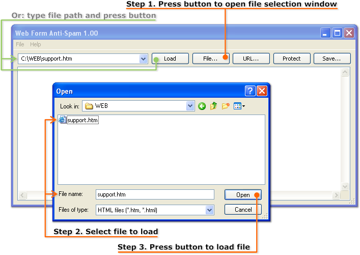 Loading HTML code from a file