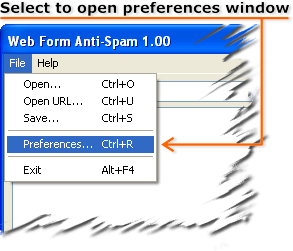 Opening preferences window